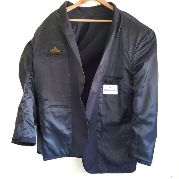 Pierre Balmain Wool Tuxedo Jacket Black Suiting Blazer Satin Shawl Collar 44R - Picture 5 of 16
